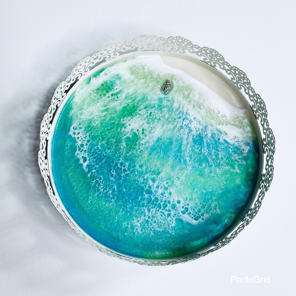 Resin Beach Art Jewelry Tray Beach Decor Trinket